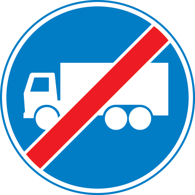 Verkeersbord F22: einde verplichte rijbaan of -strook voor vrachtauto's