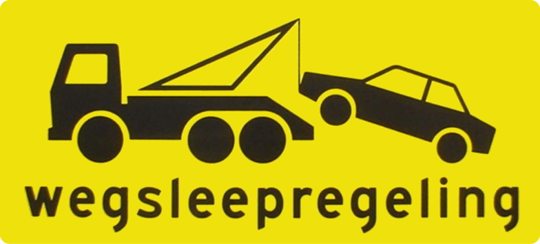 Waarschuwingsbord wegsleepregeling van kracht